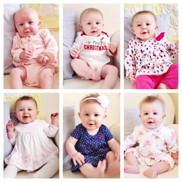 Elizabeth monthly pictures Month 1-6
